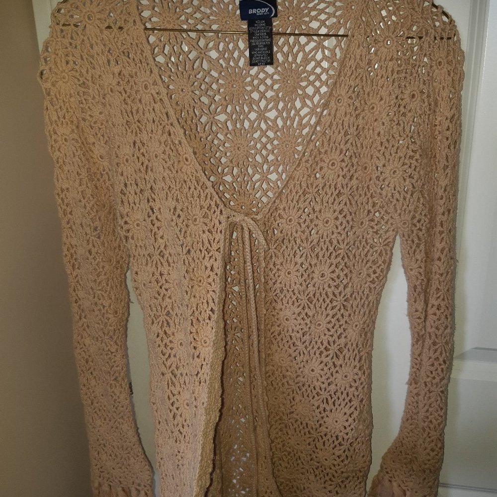 Womans long cotton knit cardigan